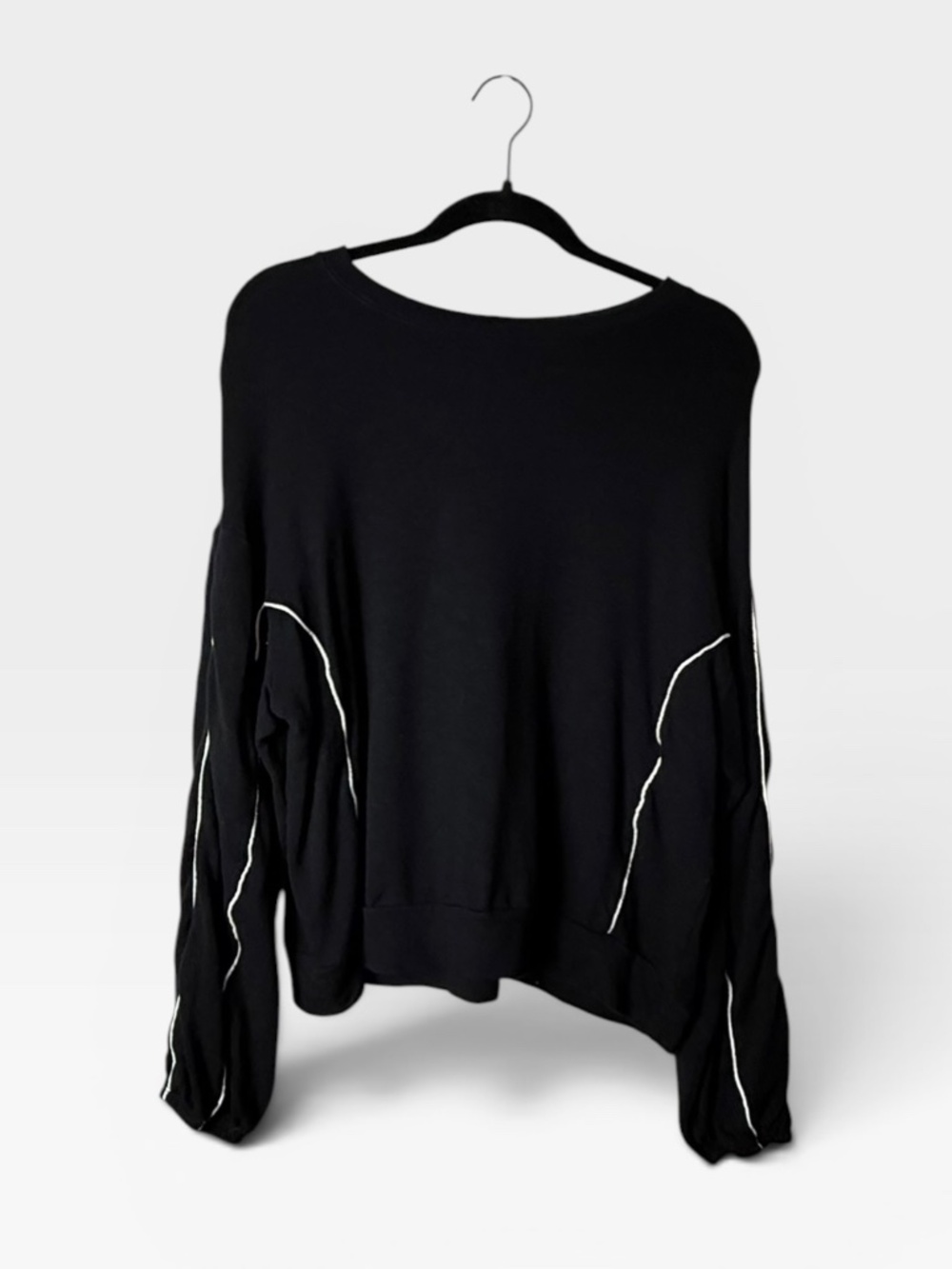 Monrow Black Sweater with White piping Size Medium (S)